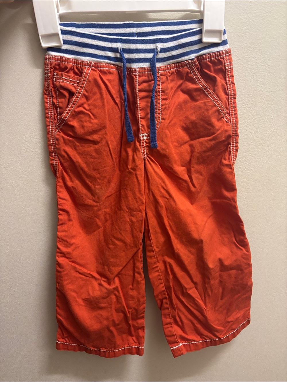 Mini Boden Kids Orange Pull-On Casual Bottoms with Striped Waistband